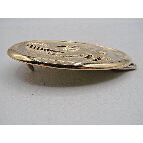 Patriotic American Soaring Eagle Sunburst Rhinestone Belt Buckle Gold Tone Brass - Picture 8 of 11